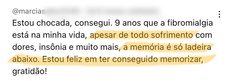 Depoimento de aluno do Memória de Elite 5