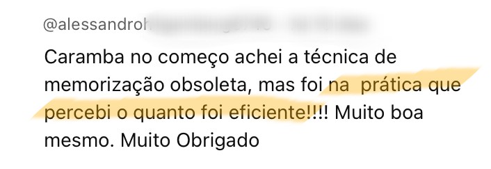 Depoimento de aluno do Memória de Elite 1